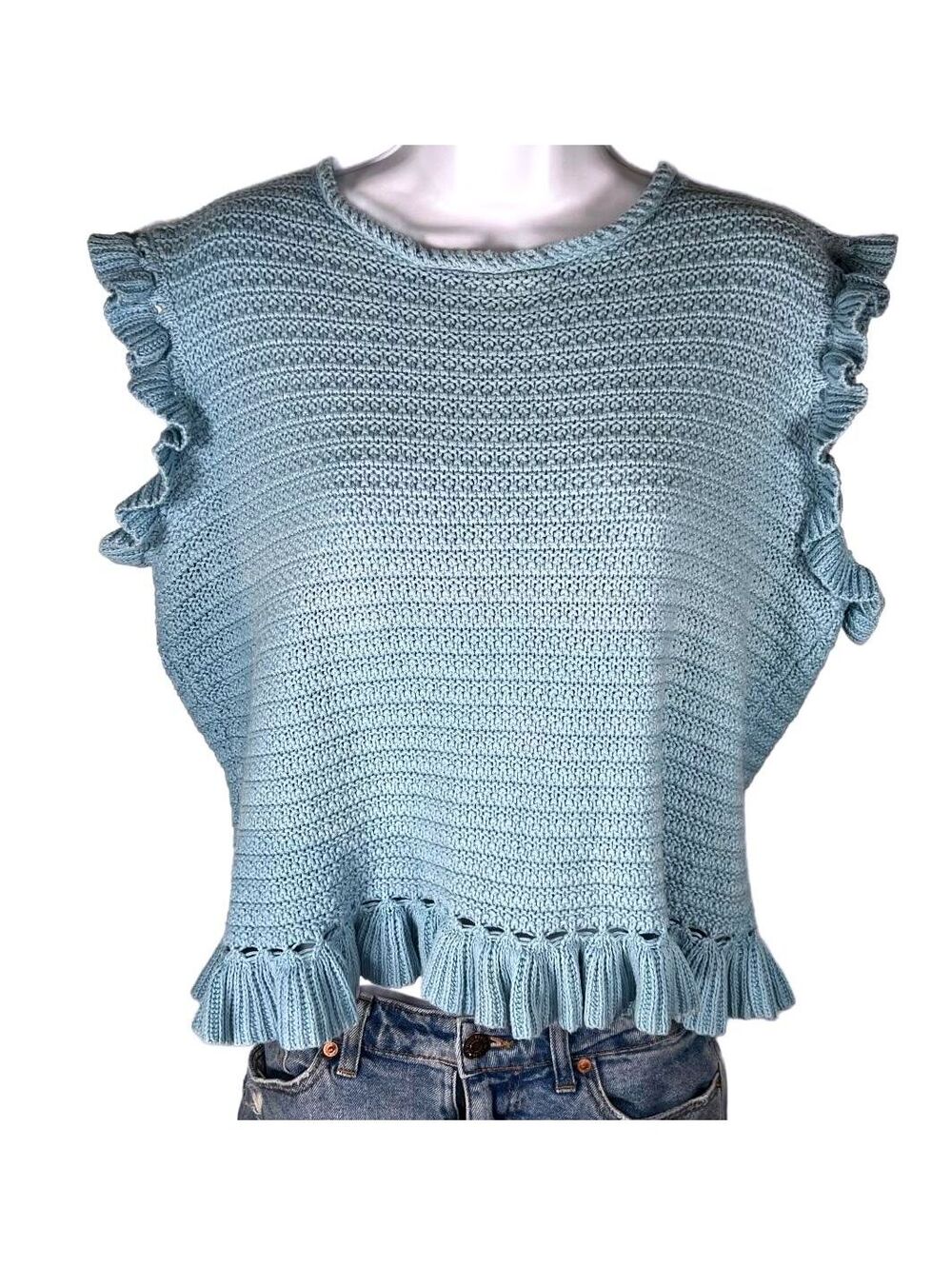 Marc New York Ruffle Knit Sleeveless Sweater XL - Coastal Casual Coquette